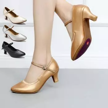 Современные танцевальные туфли для женщин, закрытый носок, вальс, латиноамериканские бальные туфли, стандартные танцевальные туфли, резиновая подошва, каблук 5 см 34 коричневый