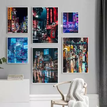 Современные Токио Улицы Японский Пейзаж Холст Картина Постеры и Печать Настенные Картины Для Гостиной Спальни Домашний Декор 21x30cm No Framed