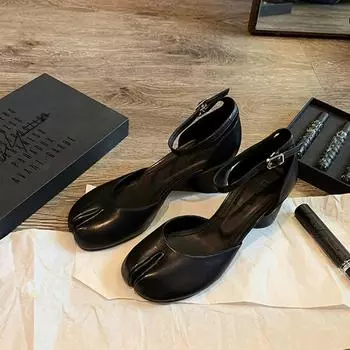 Современные туфли на каблуках женские круглые туфли на высоком каблуке из кожи квадратные туфли с раздвоенным носком туфли весна-лето сандалии туфли Мэри Джейн каблуки женские 37