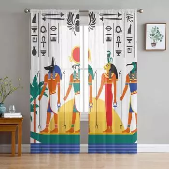 Современные тюлевые шторы в индийском стиле для гостиной, спальни, дома, кухни, окна, прозрачные шторы 135W x 114H(cm)