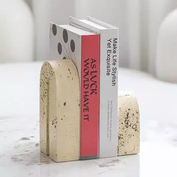 Современные украшения для комнаты в стиле ваби-саби, геометрические арочные подставки для книг, украшения для книжных полок в гостиной, имитация травертина