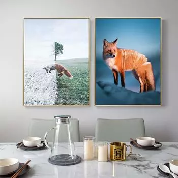 Современные волшебные фотографии лисы, забавные животные, холст, картина, настенные художественные пейзажные постеры, принты для украшения детской комнаты Quadro 21cm30cm NoFrame