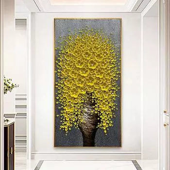 Современные желтые цветы, вертикальные настенные художественные картины на холсте для столовой, прихожей, гостиной, настенный декор, принты, Cuadros 20x40cm NO Frame