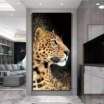 Современные животные леопард холст масляная живопись постеры и принты скандинавские настенные картины для гостиной украшение дома Cuadros 21x30cm No Framed