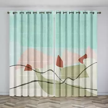 Современный абстрактный геометрический художественный дизайн граффити 2 шт. Тонкая затемняющая оконная штора для гостиной спальни декор 100W130H(CM)40x51in&Hook