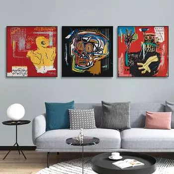 Современный абстрактный художник Жан Мишель уличное граффити настенное искусство холст живопись постеры картина для гостиной домашний декор 20x20cm No frame