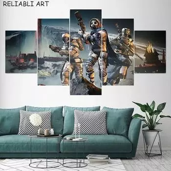 Современный абстрактный робот, 5 шт., настенное искусство, холст с принтом, постеры, картины для гостиной, домашний декор, без рамки 20x35cm*2 20x45cm*2 20x55cm*1