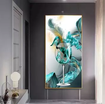 Современный абстрактный свет, роскошный золотой бокал для вина, холст, картина, скандинавские постеры и принты, настенные художественные фотографии, домашний декор, без рамки 20*40cm