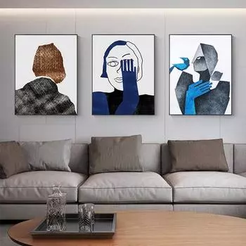 Современный абстрактный женский постер Большая большая картина для дизайна дома Скандинавские настенные художественные принты для гостиной Картина без рамки 21*30cm No Frame