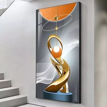 Современный абстрактный золотой олень, свет, роскошные фольгированные линии, постеры, принты, холст, живопись, настенное искусство для гостиной, домашний декор, Cuadros 20x30cm No Frame мандарин желтый