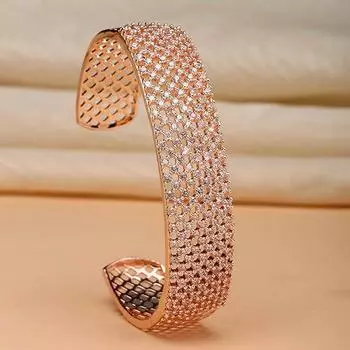 Современный браслет Kada с родиевым покрытием, белыми американскими бриллиантами для девочек и женщин