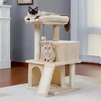 Современный чайный столик Cat Tree Cat Tower, комфортабельная квартира, высококачественный бас и качели бежевого цвета, мебель для чайного столика United States