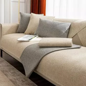 Современный чехол для дивана из хлопкового льна, чехол для мебели, пылезащитный чехол, однотонный, четыре сезона, универсальная нескользящая подушка для дивана, гостиная 70x70cm 1pcs