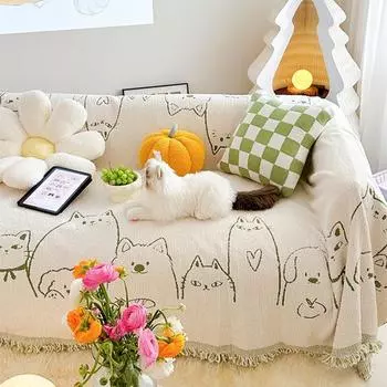 Современный чехол для дивана из шенилла на весь сезон, универсальный простой дизайн, двухсторонний чехол для дивана с защитой от кошек для домашнего декора 180x130