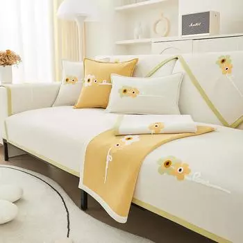 Современный чехол для дивана с цветочной вышивкой, синель, Нескользящая подушка для дивана, универсальный секционный диван, полотенце, спинка, чехол для кресла 30x50cm pillowcase