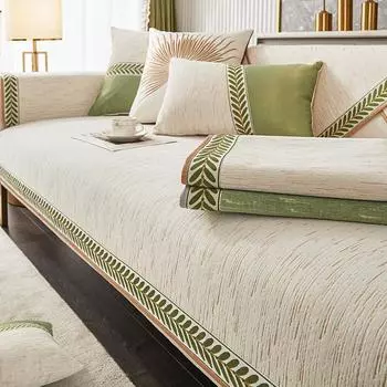 Современный чехол для дивана с вышивкой, плетеные края, синельные диванные подушки, Нескользящие кожаные универсальные подлокотники для гостиной, спинка дивана 70x70cm 1pcs