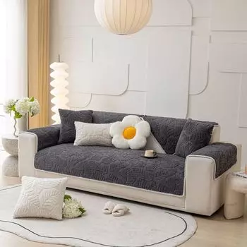 Современный чехол для дивана Shu Velveteen Living Room Leaf Jacquard Sofa Towel Anti-Slip Protector Solid Color Sofa Protector Slipcases Removable 30x50cm pillowcase светло-зеленый