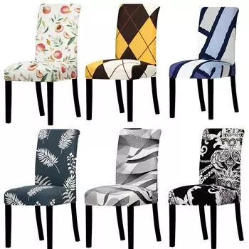 Современный чехол на стул с геометрическим рисунком, чехол на сиденье с эластичным принтом, чехлы для столовой, стулья для ресторана, гостиной, новогоднее украшение Universal Size