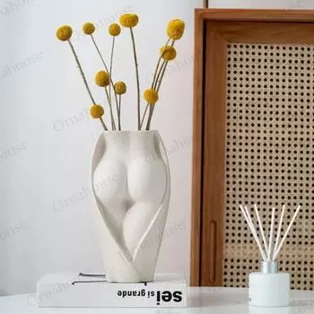 Современный человеческий боди-арт цветочная композиция керамическая ваза гостиная офисный стол полуобнаженный дымчатый и минималистский декор для рукоделия