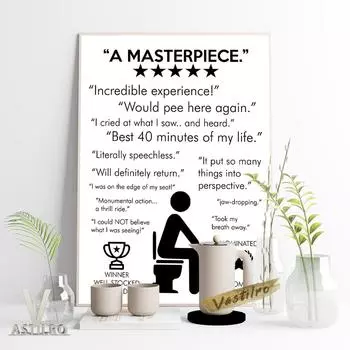 Современный черно-белый минималистичный постер для туалета с юмористическим туалетом с хорошей репутацией 21cm30cm NoFrame