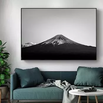 Современный черно-белый пейзаж, холст, картина, крепление Фудзи, постеры и принты, настенные панно для гостиной, домашний декор, без рамки 21cm30cm No Frame
