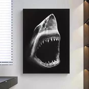 Современный черный холст картины животные постеры с акулами и принты Quadros настенные художественные картины для украшения стен гостиной Cuadros 21x30 No Frame