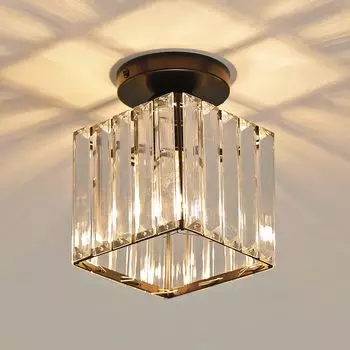 Современный черный квадратный хрустальный светодиодный потолочный светильник, мини-хрустальный потолочный светильник, ресторан, коридор, проход, лестница