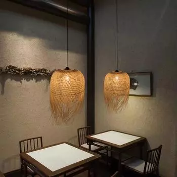 Современный декор интерьера Подвесной светильник из ротанга для спальни Круглая люстра Потолочные подвесные светильники для комнаты Люстра