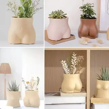 Современный декор в стиле бохо, растительный горшок, ваза для тела, женская форма, смоляная ваза, женская скульптура в форме попки розовый
