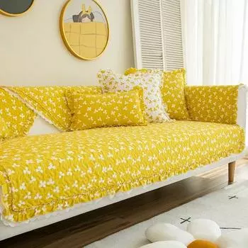 Современный деревенский коврик для дивана с песчаной бурей, удобный нескользящий диван-полотенце в виде клевера, универсальная дышащая подушка для украшения гостиной 70x70cm 1pcs