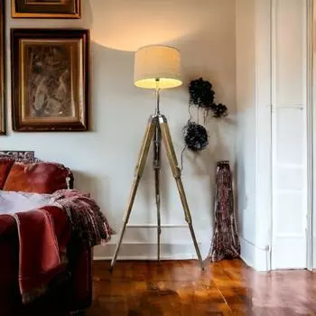 Современный деревянный напольный светильник-тренога - натуральная отделка для гостиной и спальни, морская лампа-тренога БЕЗ АБСАРЯ