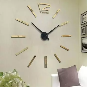 Современный дизайн Мини DIY Большие настенные часы Наклейка Беззвучные цифровые 3D настенные большие часы Гостиная Домашний офис Декор Рождественский подарок чёрный