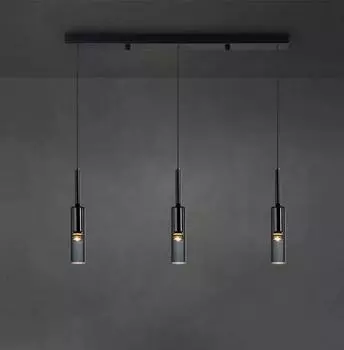 Современный дизайн стеклянный подвесной светильник Освещение домашнего декора Роскошные черные люстры для столовой Кухонный светильник Подвесной светильник Cold White