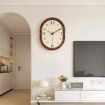 Современный домашний декор настенные часы украшение гостиной простые кремовые деревянные бесшумные часы 30x38cm