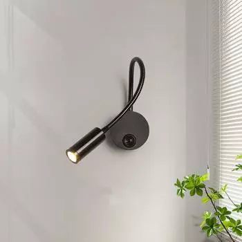 Современный европейский настенный светильник у кровати, светодиодный светильник для шланга, фоновая настенная лампа, светильник для чтения, локтевой светильник 5W чёрный