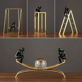 Современный европейский стиль Thinker Украшение Light Luxury Metal Кабинет Гостиная Винный шкаф Украшения Thinker Орнаменты