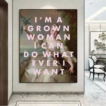 Современный феминистский настенный художественный постер «Я могу делать все, что захочу», принты «Мария-Антуанетта», забавное искусство, холст, картина, художественный декор для спальни 21cm30cm NoFrame