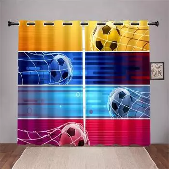 Современный футбольный зал, тонкие оконные шторы для мальчиков, детская спальня, гостиная, ванная комната, окна, кухонная дверь, дом 100W130H(CM)40x51in&rod pocket