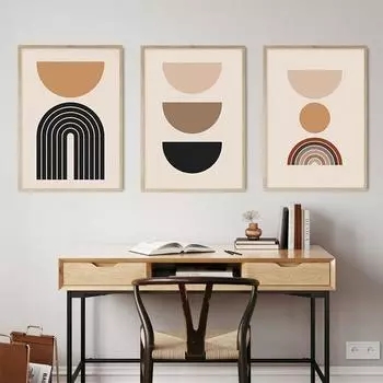 Современный геометрический абстрактный минималистский стиль середины века, постеры, картины на холсте, настенные художественные принты, фотографии, интерьер гостиной, домашний декор 21x30cm No Framed