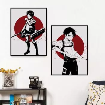 Современный HD Eren Attack s Giant Jaeger Levi Ackerman аниме постеры и принты настенная живопись на холсте детская картина 21cm30cm No Frame