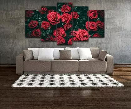 Современный холст HD принты красивые цветы плакат настенное искусство 5 шт. красные розы пейзажные фотографии гостиная домашний декор без рамки 20x35cm*2 20x45cm*2 20x55cm*1