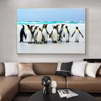 Современный холст с пингвином, настенная живопись, антарктические существа, постеры с животными и принты, настенные панно для украшения гостиной 21cm30cm NoFrame