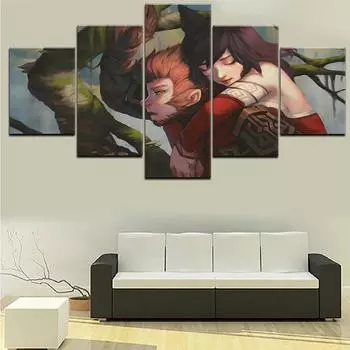 Современный холст с принтом плакат украшение дома 5 шт. Лига легенд игра живопись настенные художественные фотографии комната для мальчика в модульной рамке 20x35cm*2 20x45cm*2 20x55cm*1
