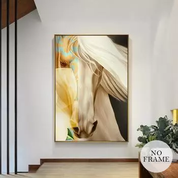 Современный храбрый боевой конь, холст, картина, плакаты в скандинавском стиле и принты, настенные художественные фотографии с животными для гостиной, украшения дома 21*30cm