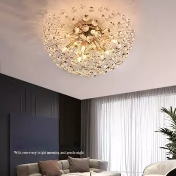 Современный хрустальный потолочный светильник для спальни, кабинета, столовой, одуванчика, дизайнерские сетчатые лампы Diameter-4 headlight