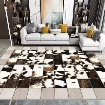 Современный имитация коровьей кожи роскошный ковер для гостиной диван коврики для спальни большой декоративный ковер моющийся веранда противоскользящий коврик 60x90cm door mat