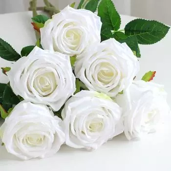 Современный искусственный шелковый цветок, устойчивый к атмосферным воздействиям, художественный. розовый/белый