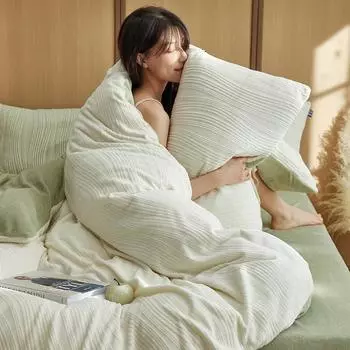 Современный класс А Полное вымирание Молочный флис Трехмерный резной изогнутый узор 4 шт. Коралловый флис Утолщенное зимнее постельное белье 1.2 meters bed 1.5*2m quilt core 3pcs