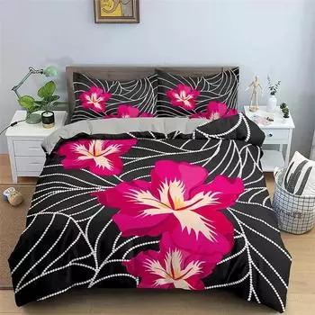 Современный комплект постельного белья с цветочным узором, пододеяльник, одеяло, комплект постельного белья, наволочка, размер King Queen Twin для мальчиков и девочек взрослых 135x200cm 2pcs
