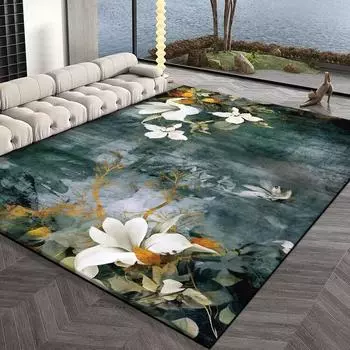 Современный ковер для гостиной с 3D-принтом цветочного узора, напольный коврик для большой спальни, гардеробной, нескользящий коврик для дивана, журнального столика, моющийся 60x90cm door mat
